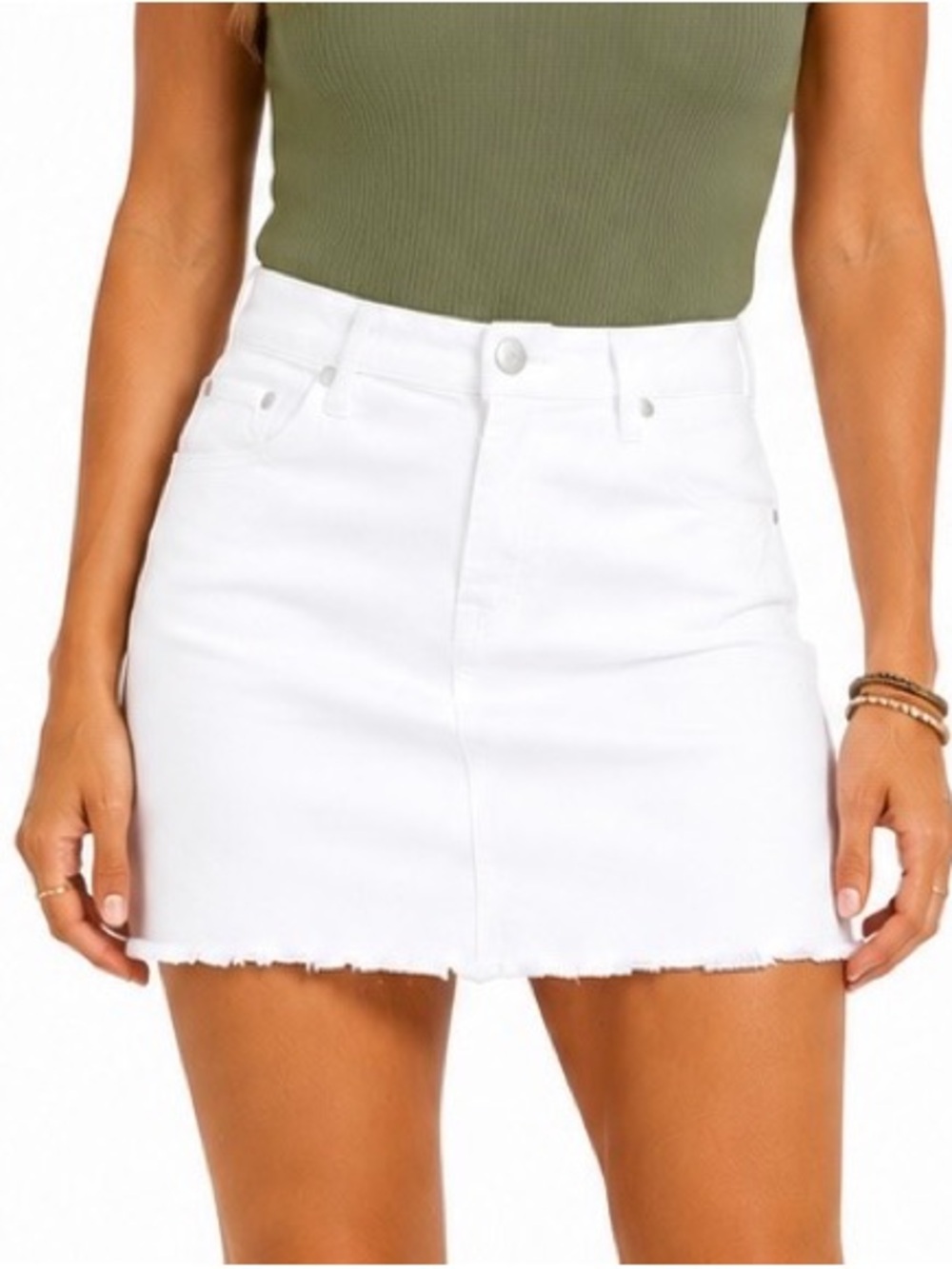 Just Black Denim White Stretch Frayed Hem Mini Skirt L NWT Stitch Fix